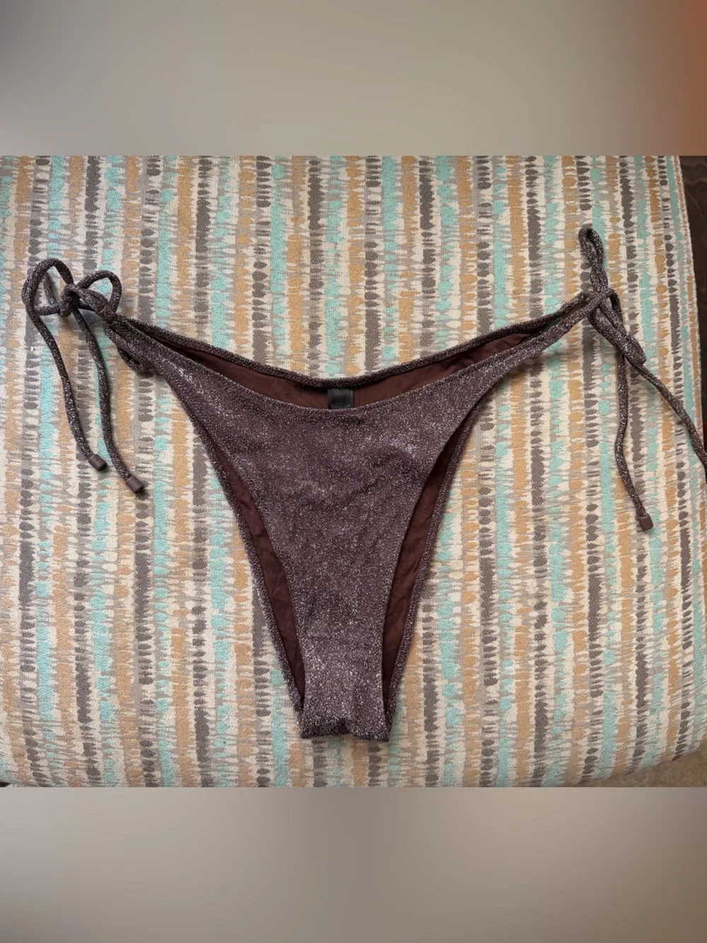 Skims Sparkly brown Tie-Side Bikini Bottom